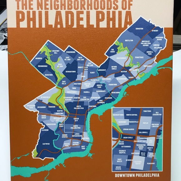 Philadelphia neighborhoods Map canvas wall art - Picture 1 of 2